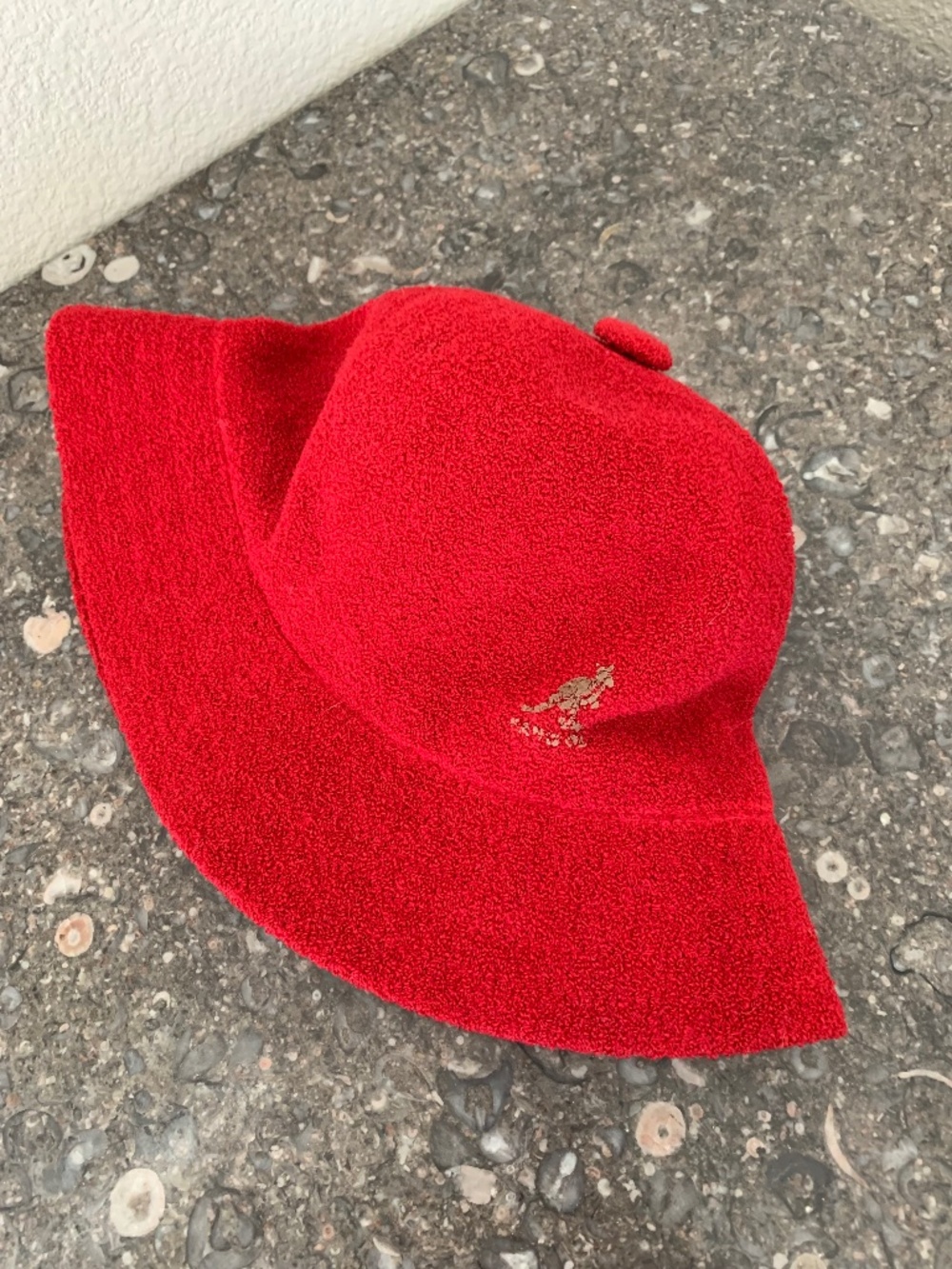 VINTAGE Kangol Red Terry Bucket Hat, c. 2001